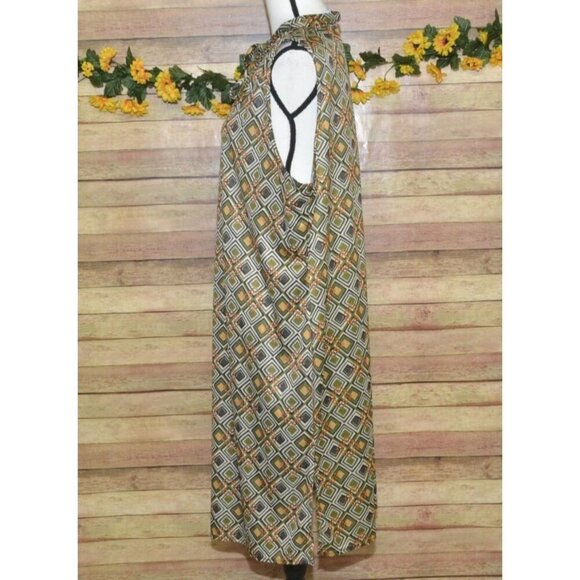 70s Vintage Headliners Sport Retro Geometric Print Tie-Neck Mod Mini Dress 2X - Picture 6 of 11